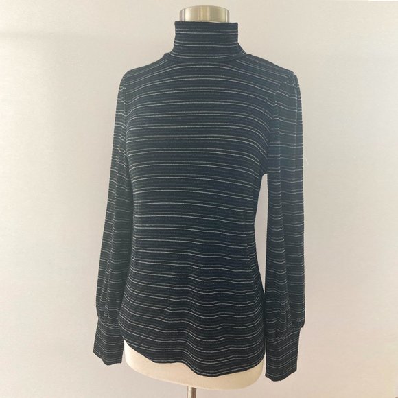 CJ. CREW Metallic Stripe Turtleneck Sweater , M - Picture 6 of 10